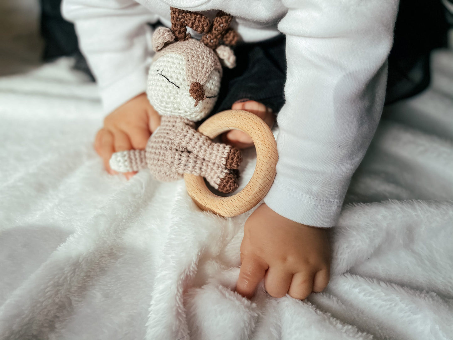 Hochet Montessori Fait Main — Coton Bio & Bois d'Érable