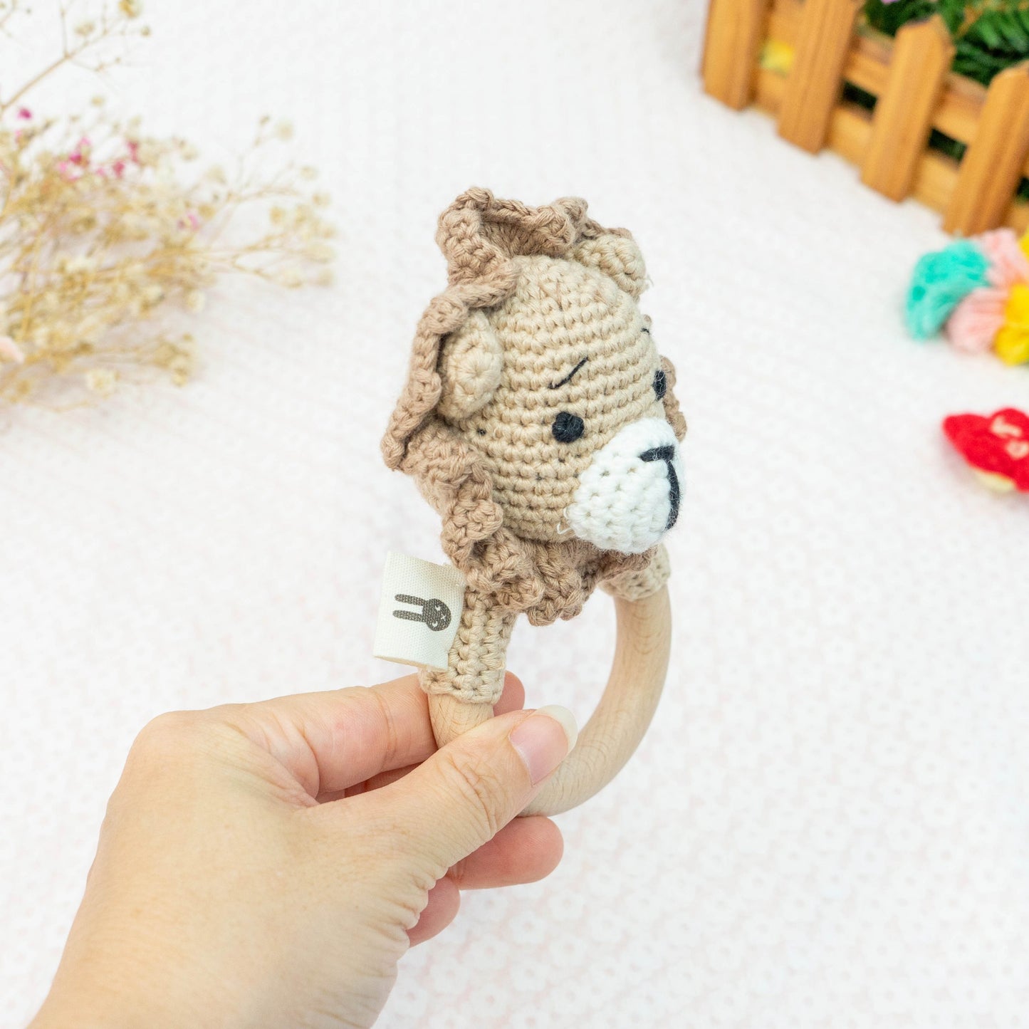 Hochet Montessori Fait Main — Coton Bio & Bois d'Érable
