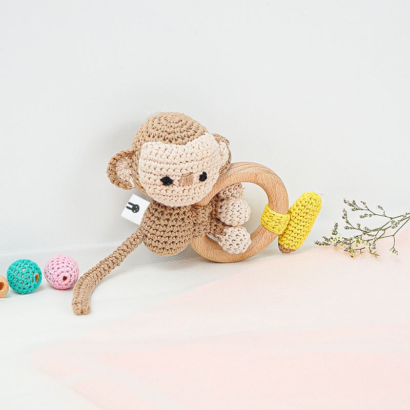 Hochet Montessori Fait Main — Coton Bio & Bois d'Érable