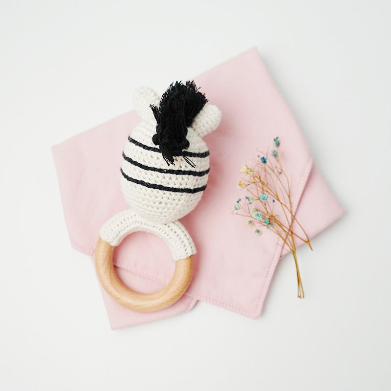 Hochet Montessori Fait Main — Coton Bio & Bois d'Érable